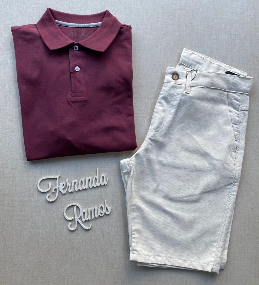 Camiseta Polo Casual Ogochi Plus Marsala 0193 - Fernanda Ramos Store