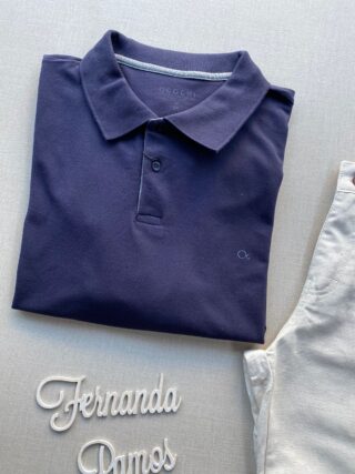 Camiseta Polo Casual Ogochi Plus Azul Marinho 0004 - Fernanda Ramos Store