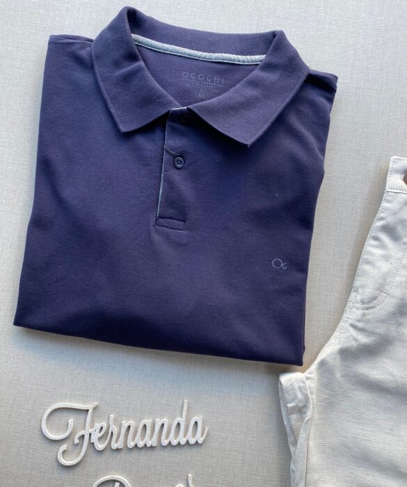 Camiseta Polo Casual Ogochi Plus Azul Marinho 0004 - Fernanda Ramos Store