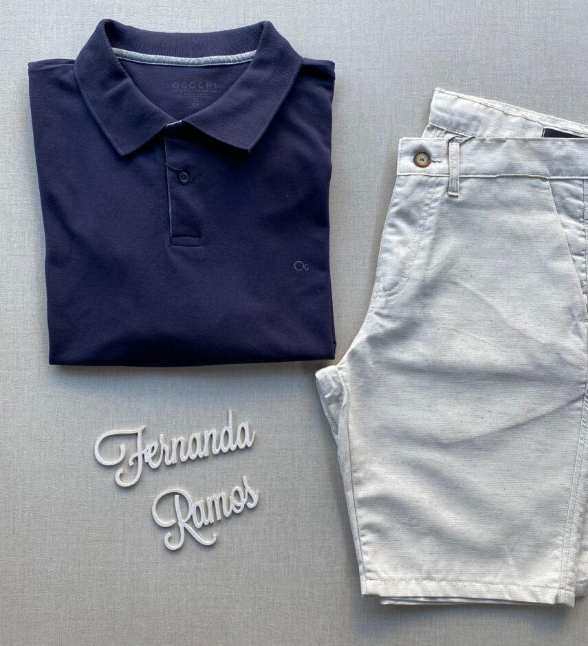Camiseta Polo Casual Ogochi Plus Azul Marinho 0004 - Fernanda Ramos Store