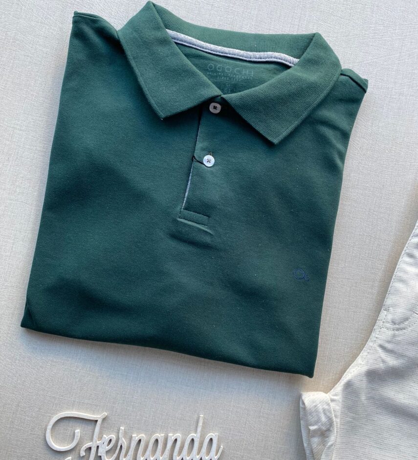 Camiseta Polo Casual Ogochi Plus Verde 4906 - Fernanda Ramos Store