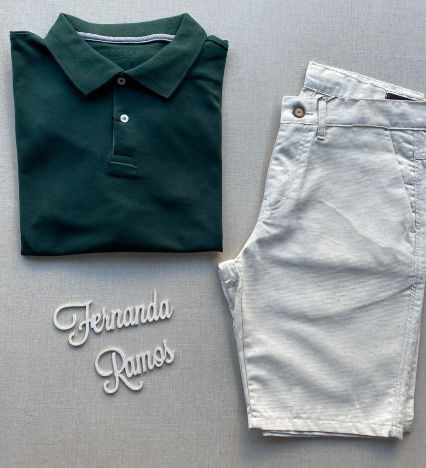 Camiseta Polo Casual Ogochi Plus Verde 4906 - Fernanda Ramos Store