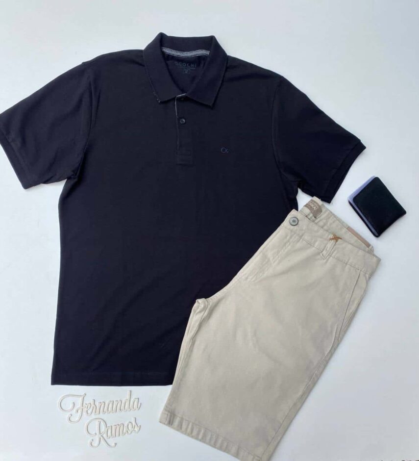 Camiseta Polo Casual Ogochi Preto 0005 - Fernanda Ramos Store