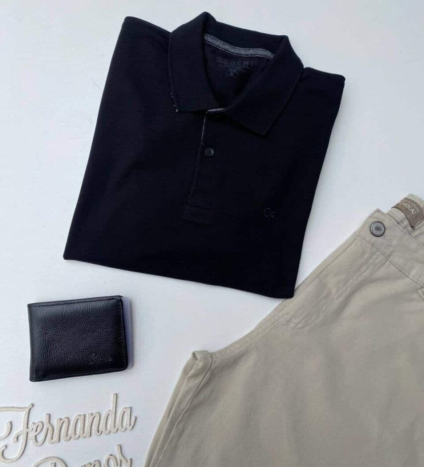 Camiseta Polo Casual Ogochi Preto 0005 - Fernanda Ramos Store