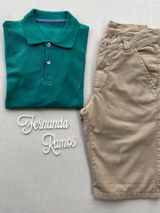 Camiseta Polo Casual Ogochi Verde 5413 - Fernanda Ramos Store