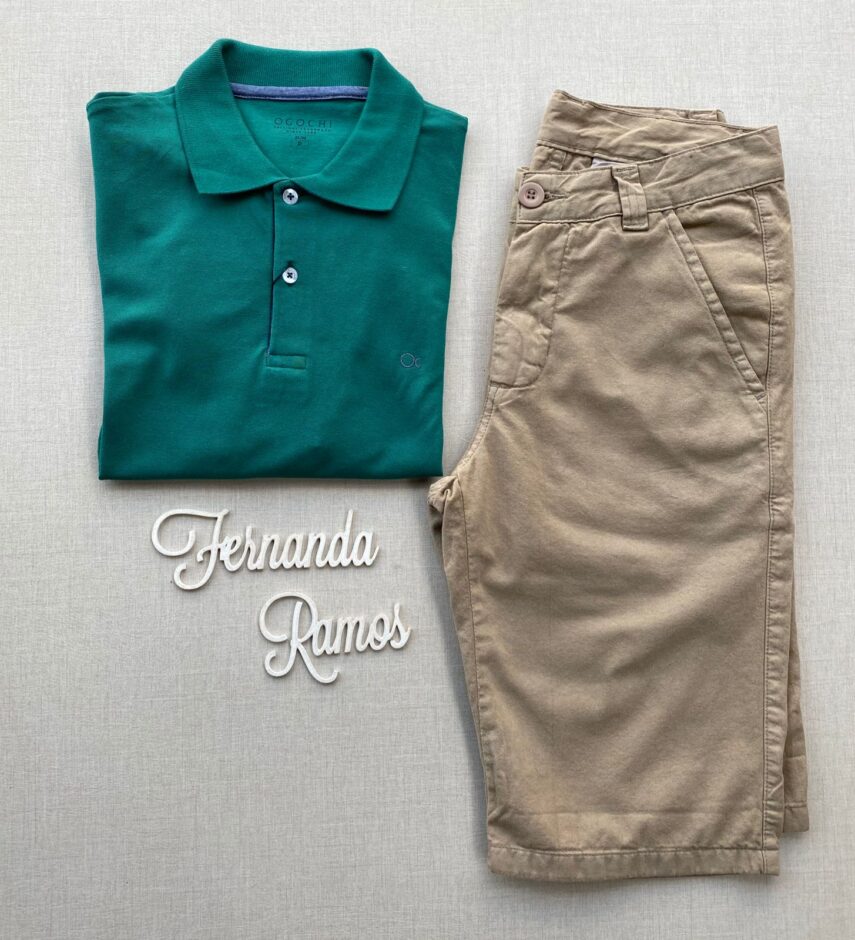 Camiseta Polo Casual Ogochi Verde 5413 - Fernanda Ramos Store