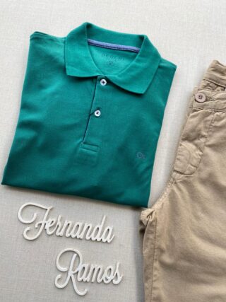 Camiseta Polo Casual Ogochi Verde 5413 - Fernanda Ramos Store