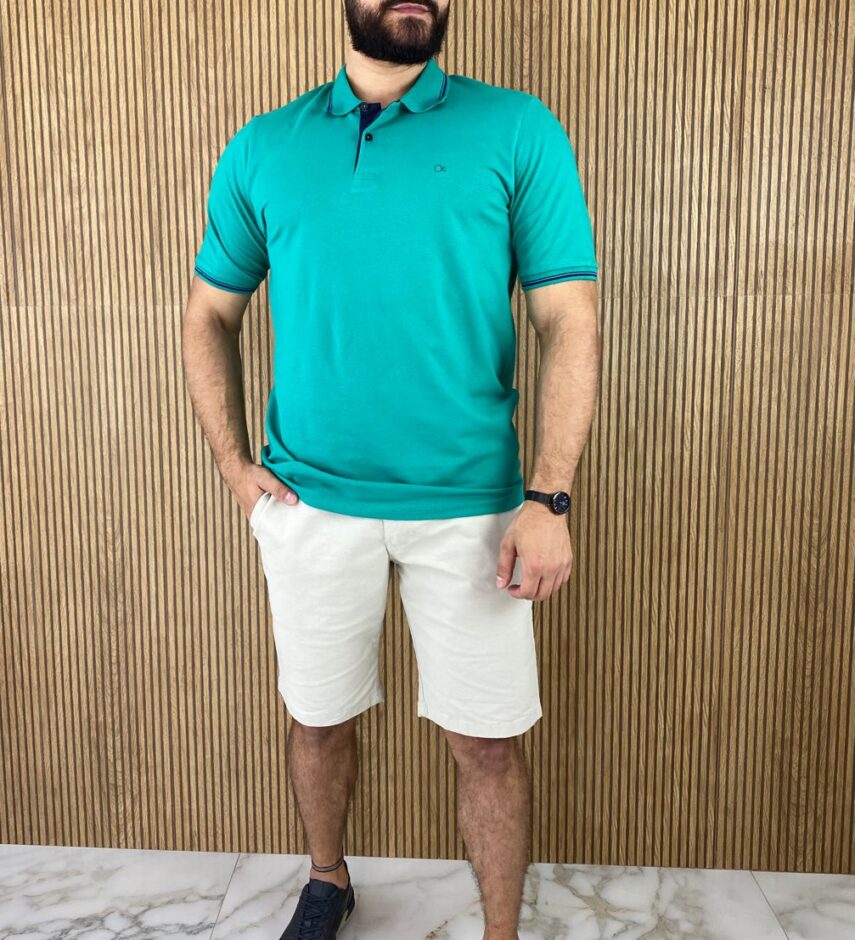 Camiseta Polo Casual Ogochi Verde 5430 - Fernanda Ramos Store