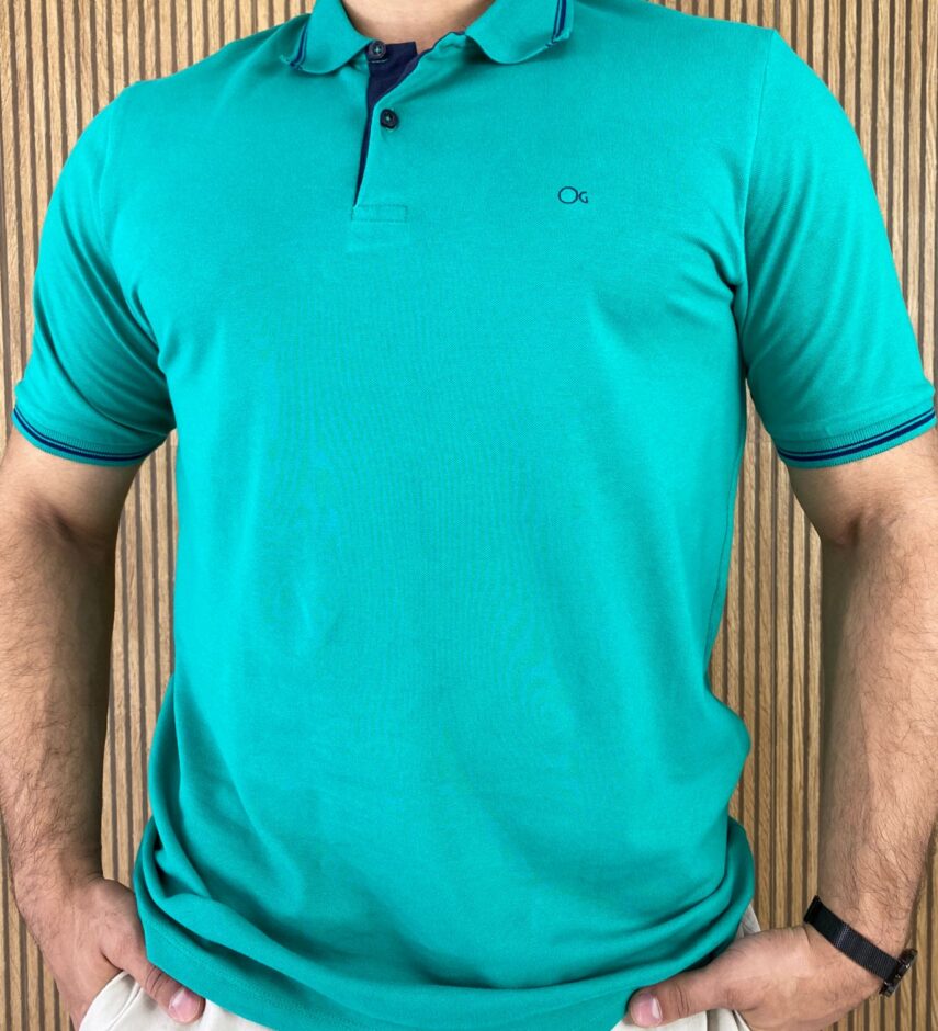 Camiseta Polo Casual Ogochi Verde 5430 - Fernanda Ramos Store