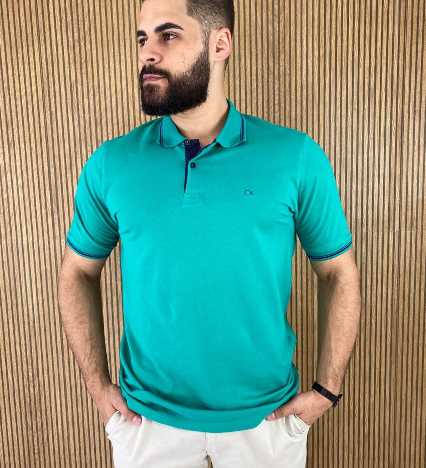 Camiseta Polo Casual Ogochi Verde 5430 - Fernanda Ramos Store