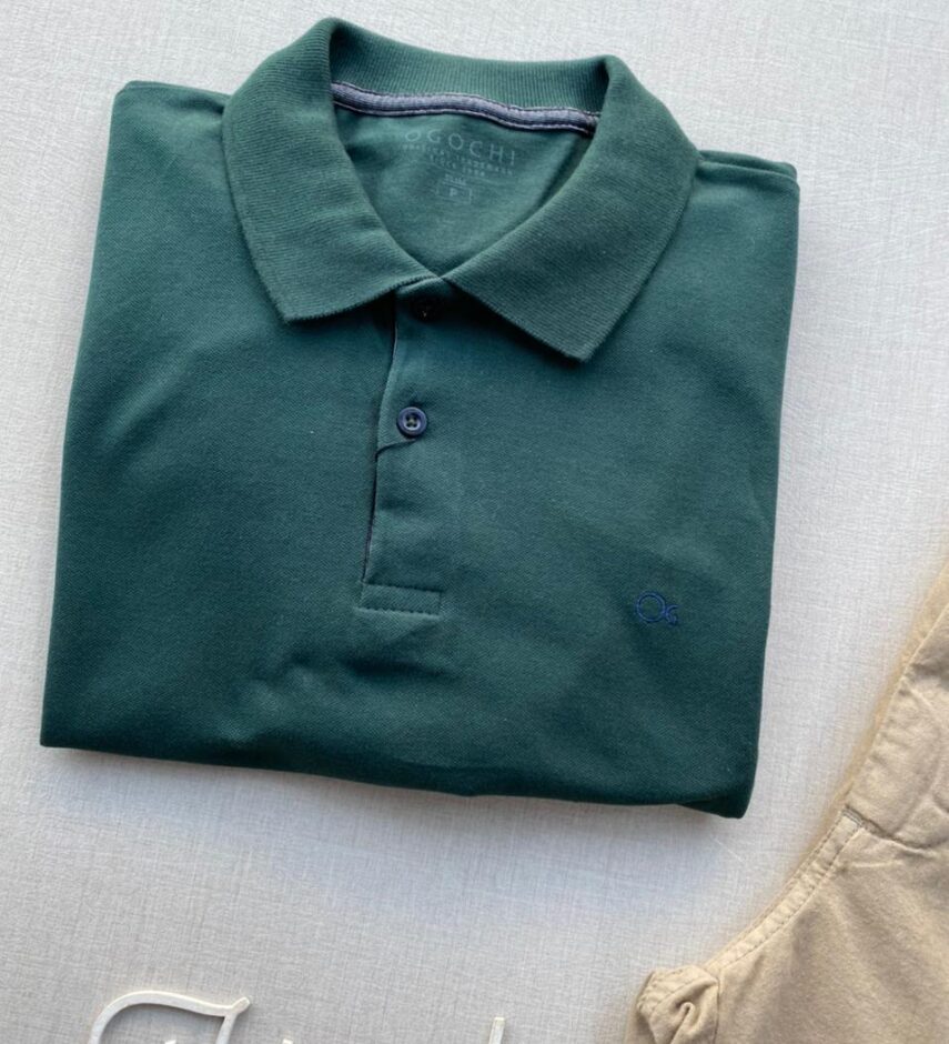 Camiseta Polo Casual Ogochi Verde Militar 4906 - Fernanda Ramos Store
