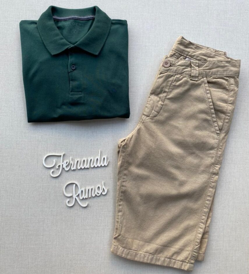 Camiseta Polo Casual Ogochi Verde Militar 4906 - Fernanda Ramos Store