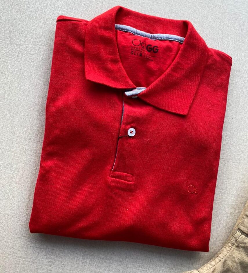 Camiseta Polo Casual Ogochi Vermelha 0045 - Fernanda Ramos Store