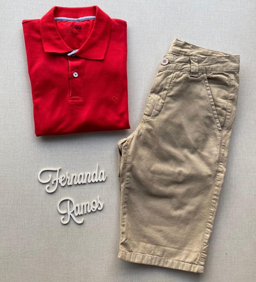 Camiseta Polo Casual Ogochi Vermelha 0045 - Fernanda Ramos Store
