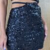 Conjunto Feminino Cropped e Saia Paetê Preto - Fernanda Ramos Store