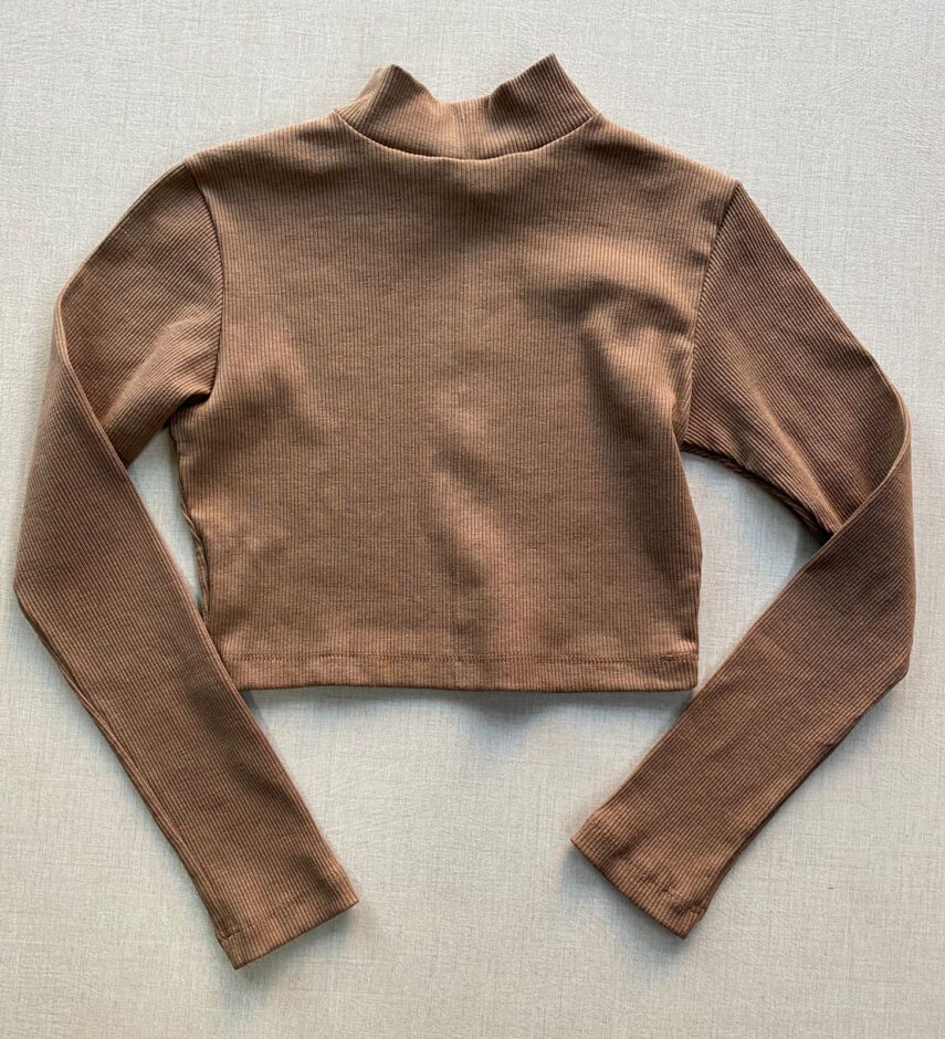 Cropped Feminino Manga Longa Canelado Gola Terra - Fernanda Ramos Store