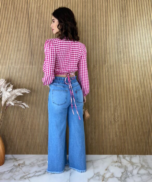 Cropped Feminino sem Bojo com Amarração Pink - Fernanda Ramos Store