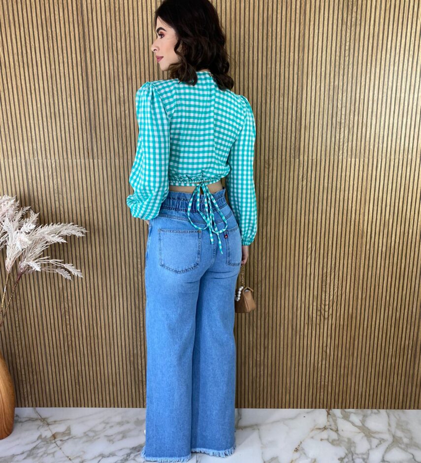 Cropped Feminino sem Bojo com Amarração Verde Água - Fernanda Ramos Store
