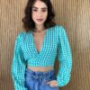 Cropped Feminino sem Bojo com Amarração Verde Água - Fernanda Ramos Store