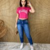 Cropped Feminino sem Bojo Estampado Los Angeles Pink - Fernanda Ramos Store