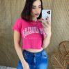 Cropped Feminino sem Bojo Estampado Los Angeles Pink - Fernanda Ramos Store