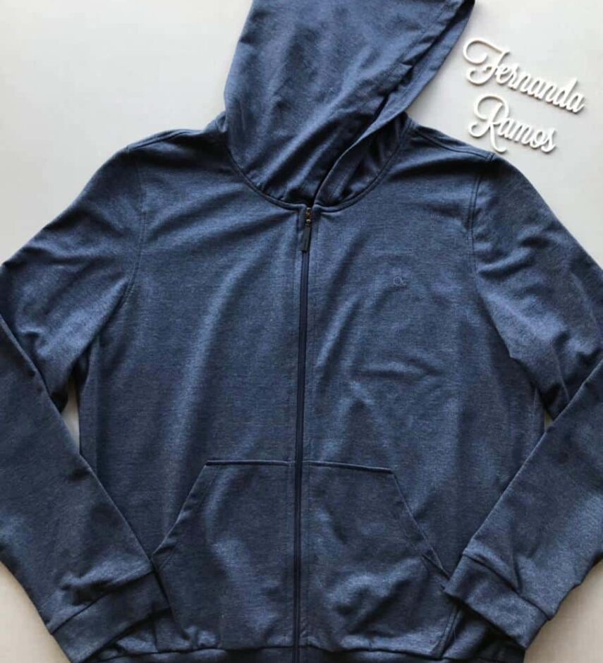 Jaqueta Essencial Moletom Masculina Azul Mesclado 0004 - Fernanda Ramos Store