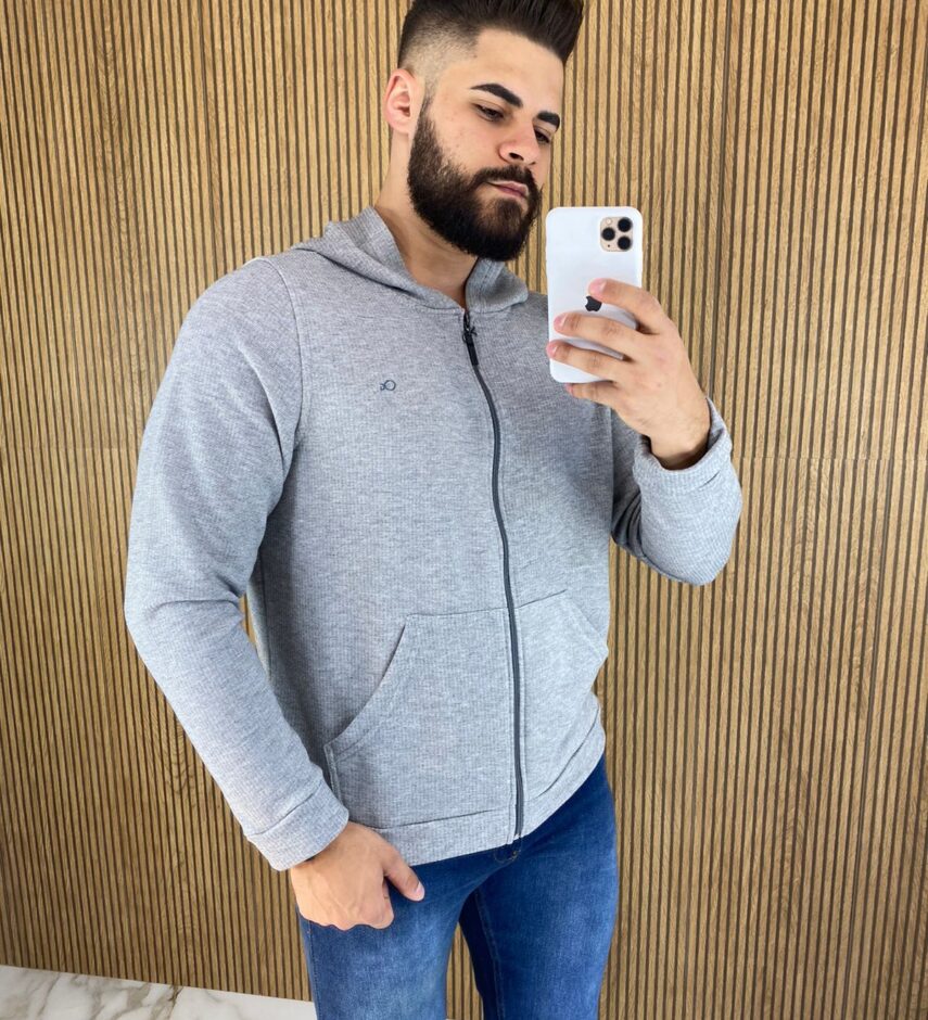 Jaqueta Essencial Moletom Masculina Cinza 0164 - Fernanda Ramos Store