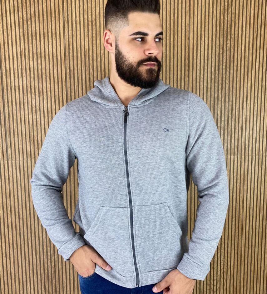 Jaqueta Essencial Moletom Masculina Cinza 0164 - Fernanda Ramos Store