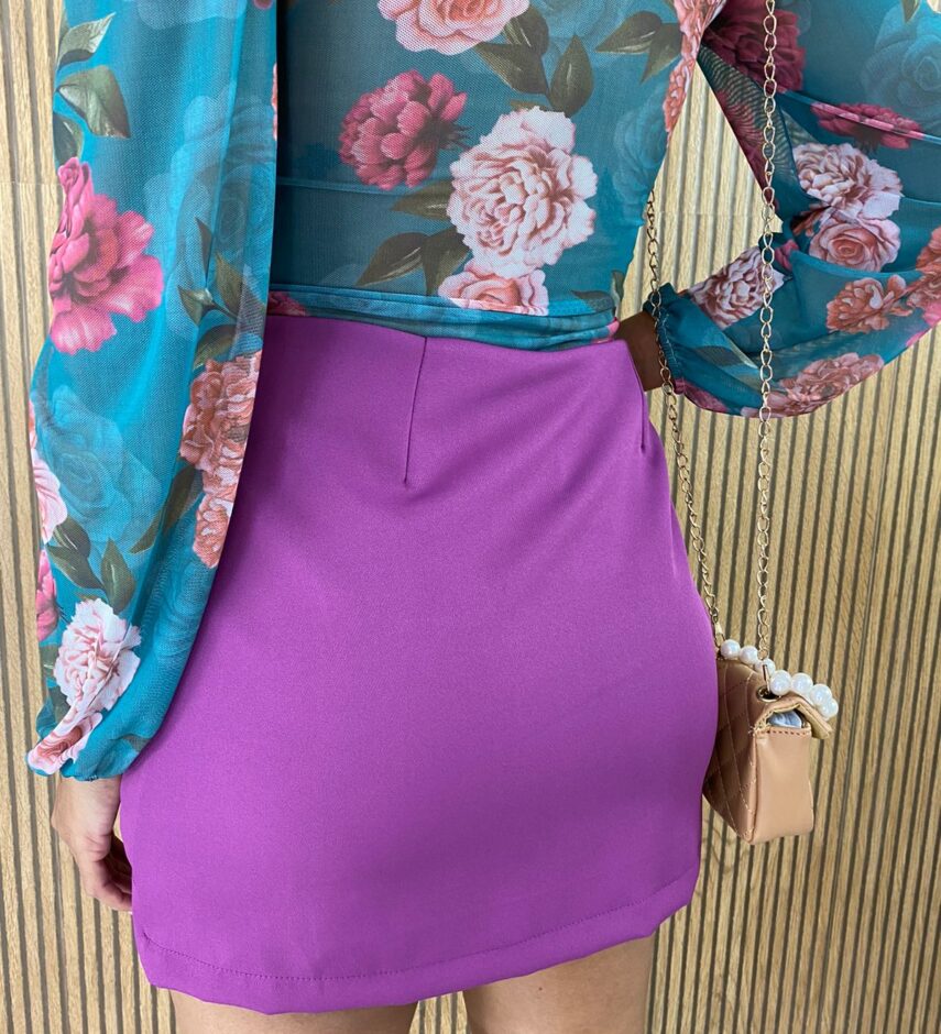 Short Saia Feminino Botões Fúcsia - Fernanda Ramos Store