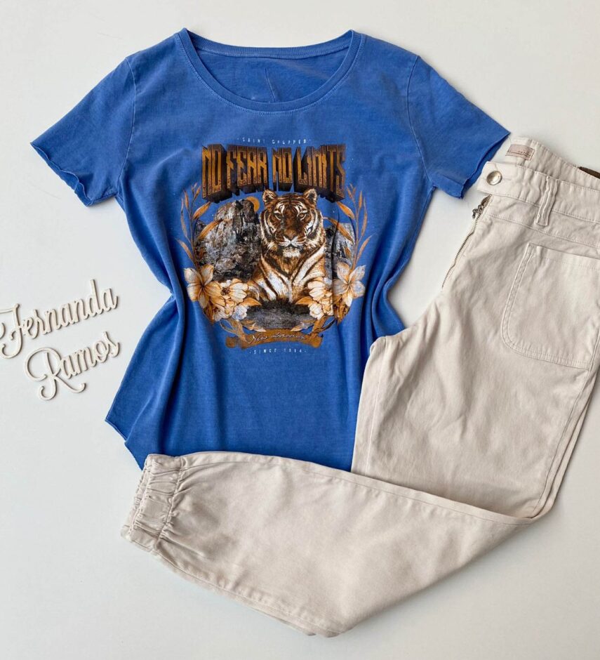 T-shirt Manga Curta No Fear No Limits Azul - Fernanda Ramos Store