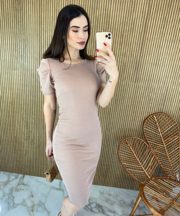 fernandaramosstore com br vestido canelado sem bojo manga curta nude 1