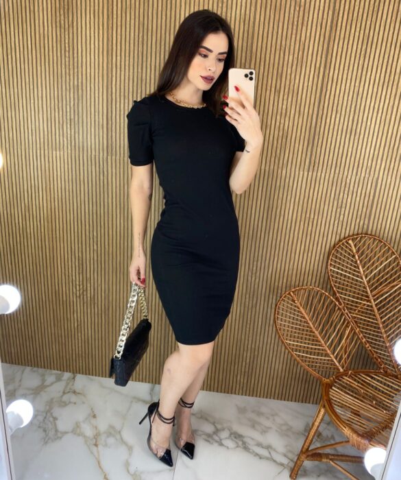 fernandaramosstore com br vestido canelado sem bojo manga curta preto