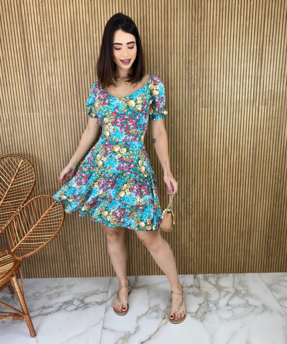 fernandaramosstore com br vestido curto com bojo estampado floral fundo azul