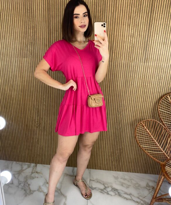 fernandaramosstore com br vestido curto de malha manga curta pink