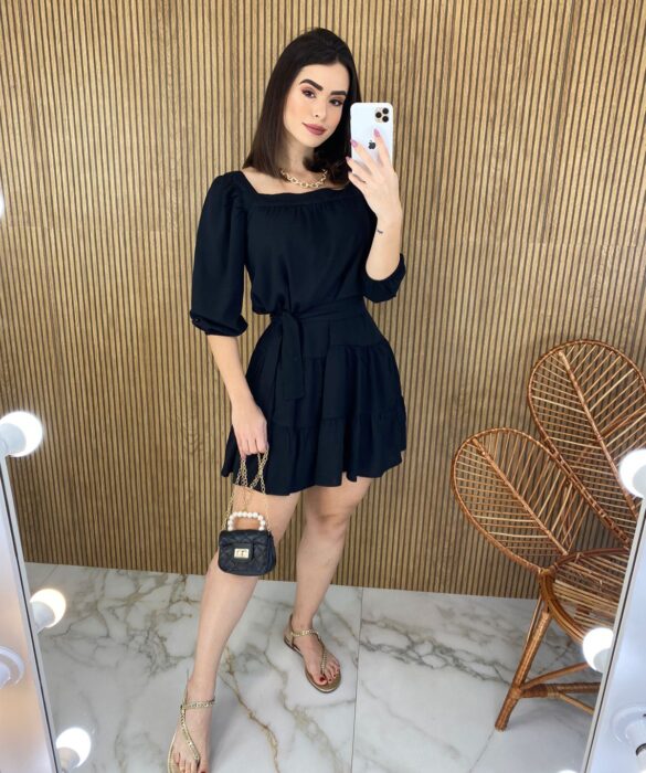 fernandaramosstore com br vestido curto sem bojo preto com amarracao 4