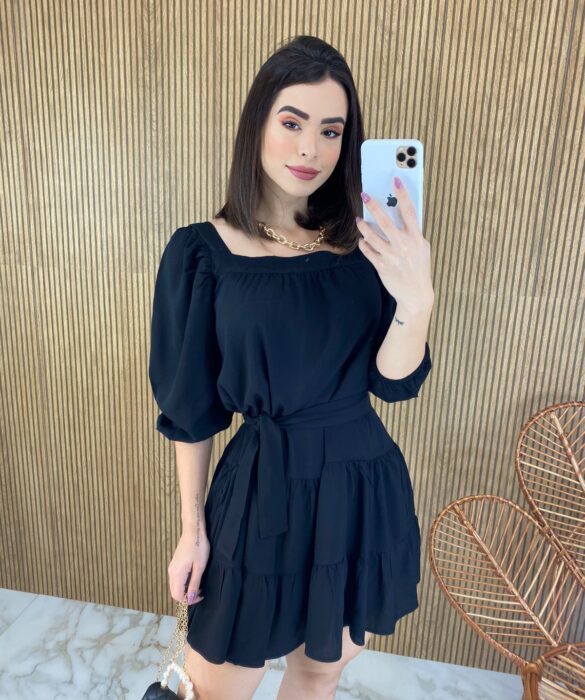 fernandaramosstore com br vestido curto sem bojo preto com amarracao 5