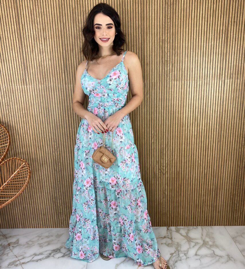 fernandaramosstore com br vestido longo com bojo alca regulavel estampa floral fundo verde agua 2