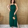 vestido longo de alça fina de malha verde