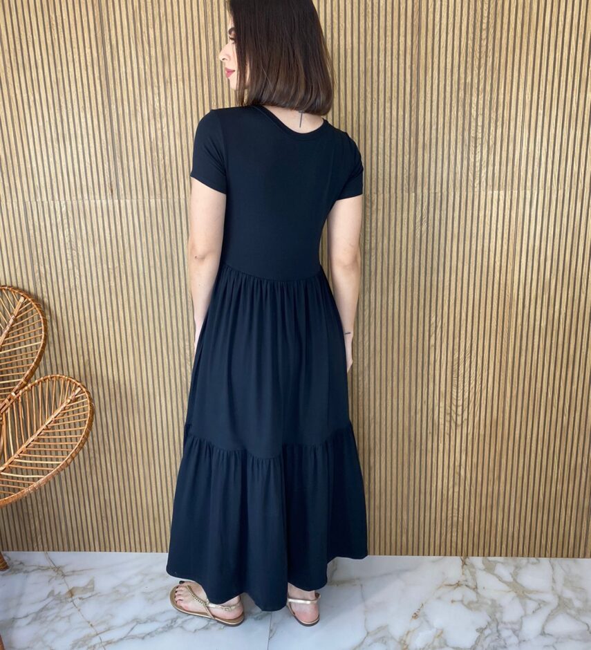 fernandaramosstore com br vestido longo preto manga curta sem bojo camadas 1