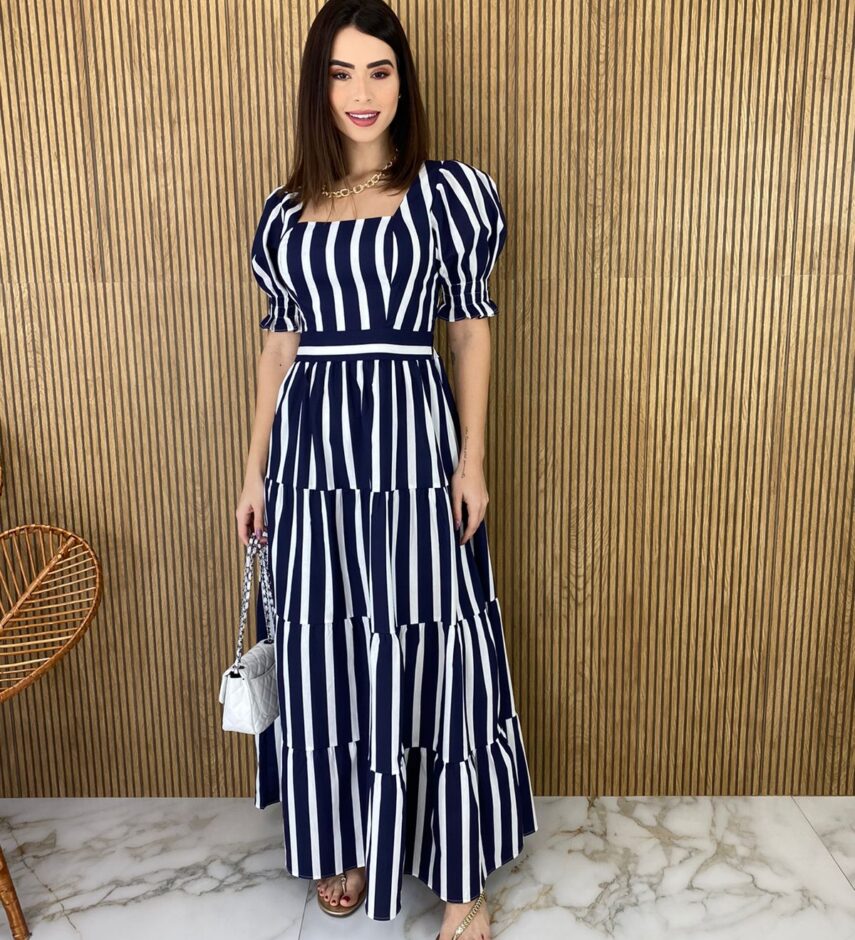 fernandaramosstore com br vestido longo sem bojo listrado azul marinhomanga bufante 4