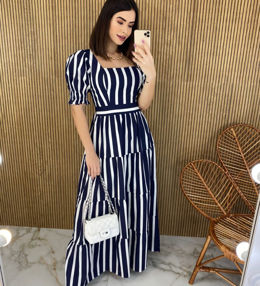 fernandaramosstore com br vestido longo sem bojo listrado azul marinhomanga bufante