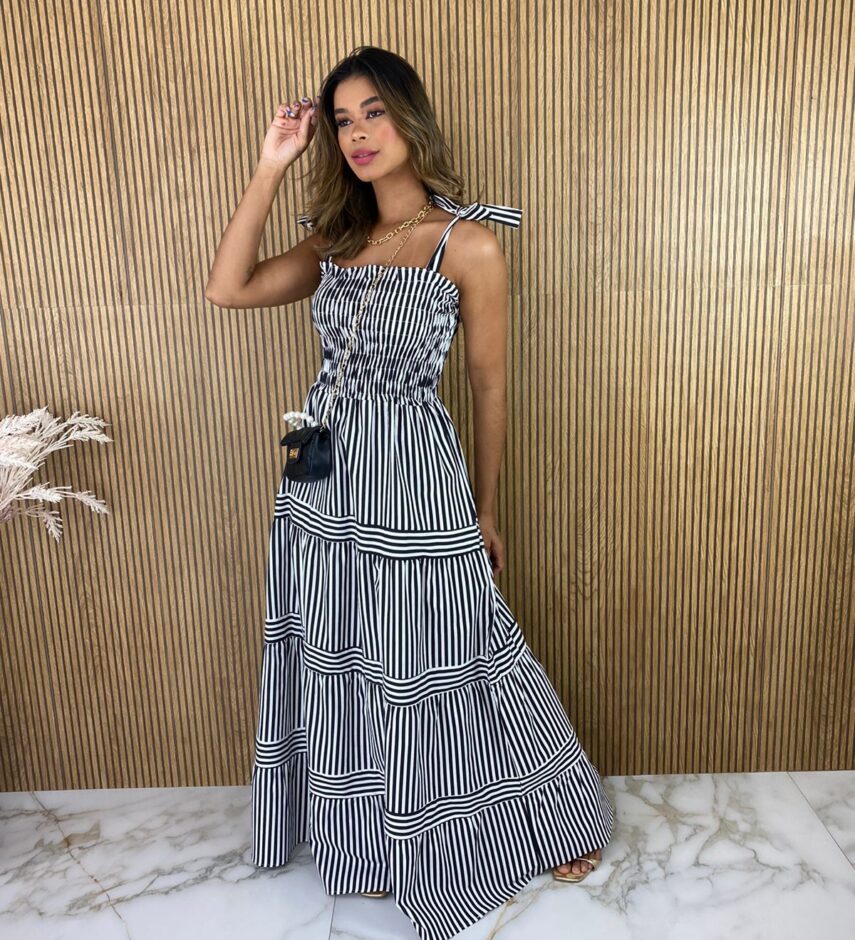 fernandaramosstore com br vestido longo sem bojo listrado preto detalhe em lastex 1