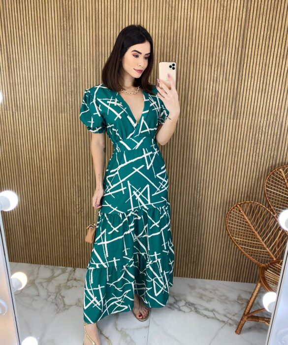 fernandaramosstore com br vestido longo sem bojo manga curta viscolinho estampa verde