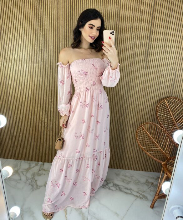 fernandaramosstore com br vestido longo sem bojo manga longa com lastex rosa