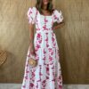 fernandaramosstore com br vestido longo sem bojo off white floral vermelho manga bufante 2