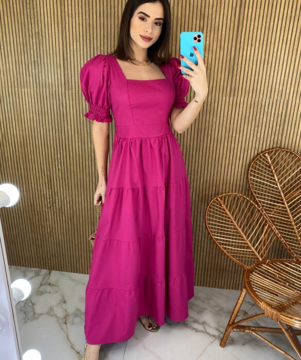 fernandaramosstore com br vestido longo sem bojo pink manga bufante 6