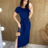 fernandaramosstore com br vestido midi de malha manga curta com amarracao azul marinho