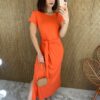 fernandaramosstore com br vestido midi de malha manga curta com amarracao laranja 2