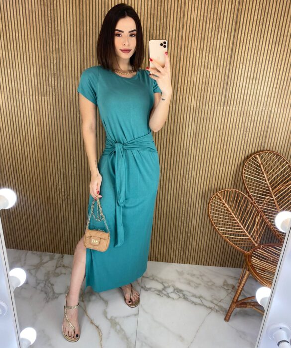 fernandaramosstore com br vestido midi de malha manga curta com amarracao verde 1