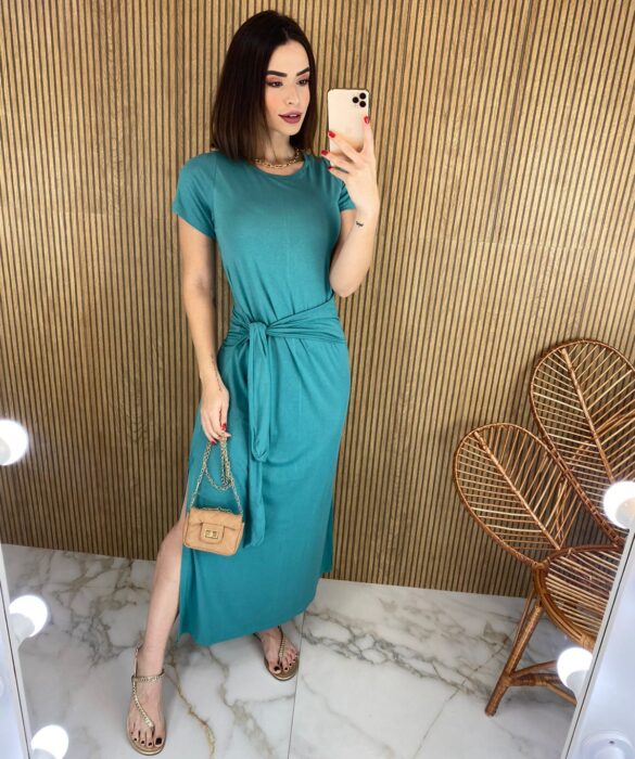 fernandaramosstore com br vestido midi de malha manga curta com amarracao verde